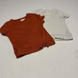 Wonder Nation TWO Size Large 10/12 Kids' Waffle Knit T-Shirts - Rust and Cream